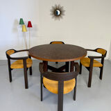 Vintage marquetry wooden table designed by Dieter Waeckerlin for Idealheim an70.
