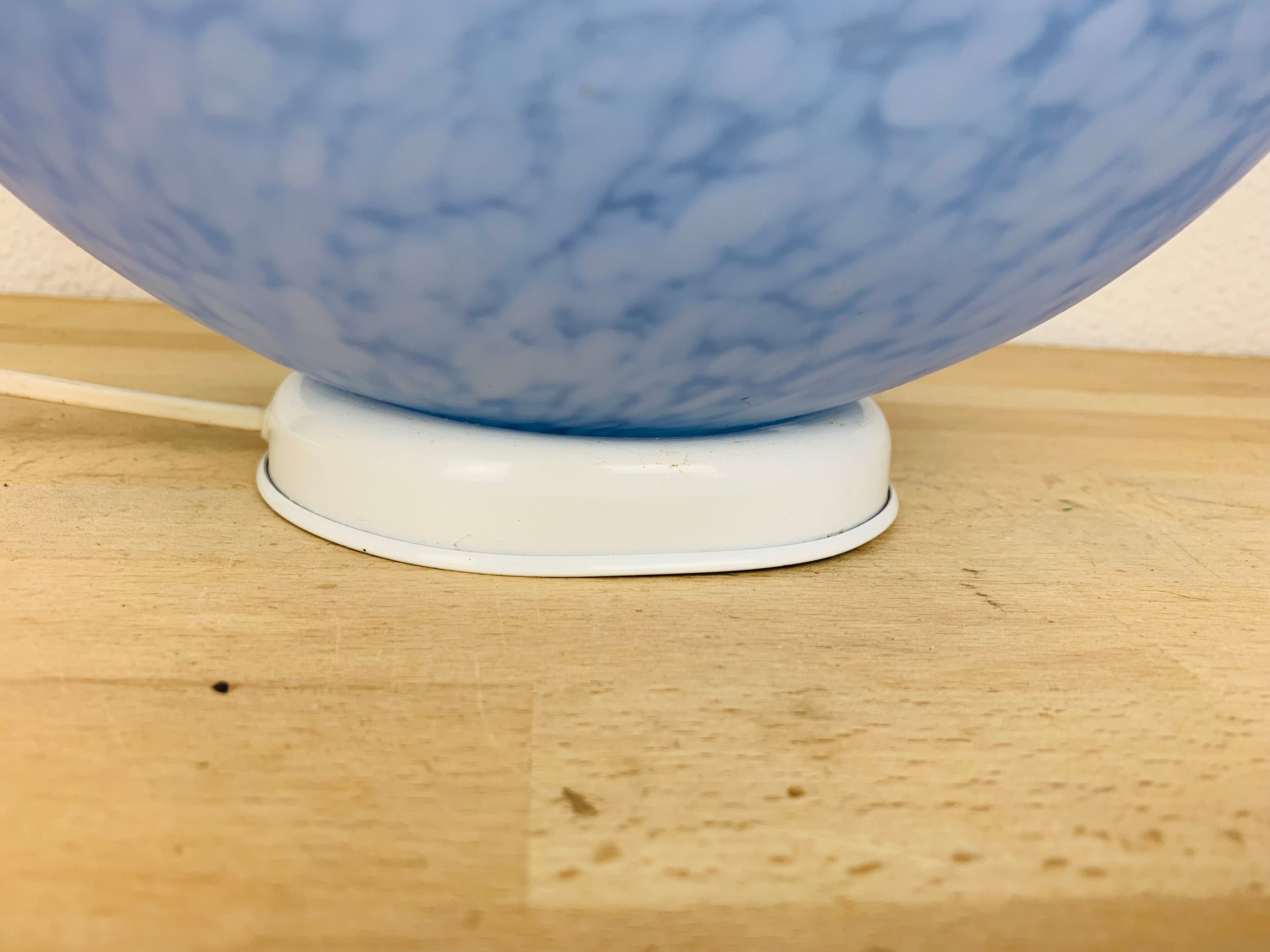 Domec egg lamp, blue speckled glass from Vianne, 70s