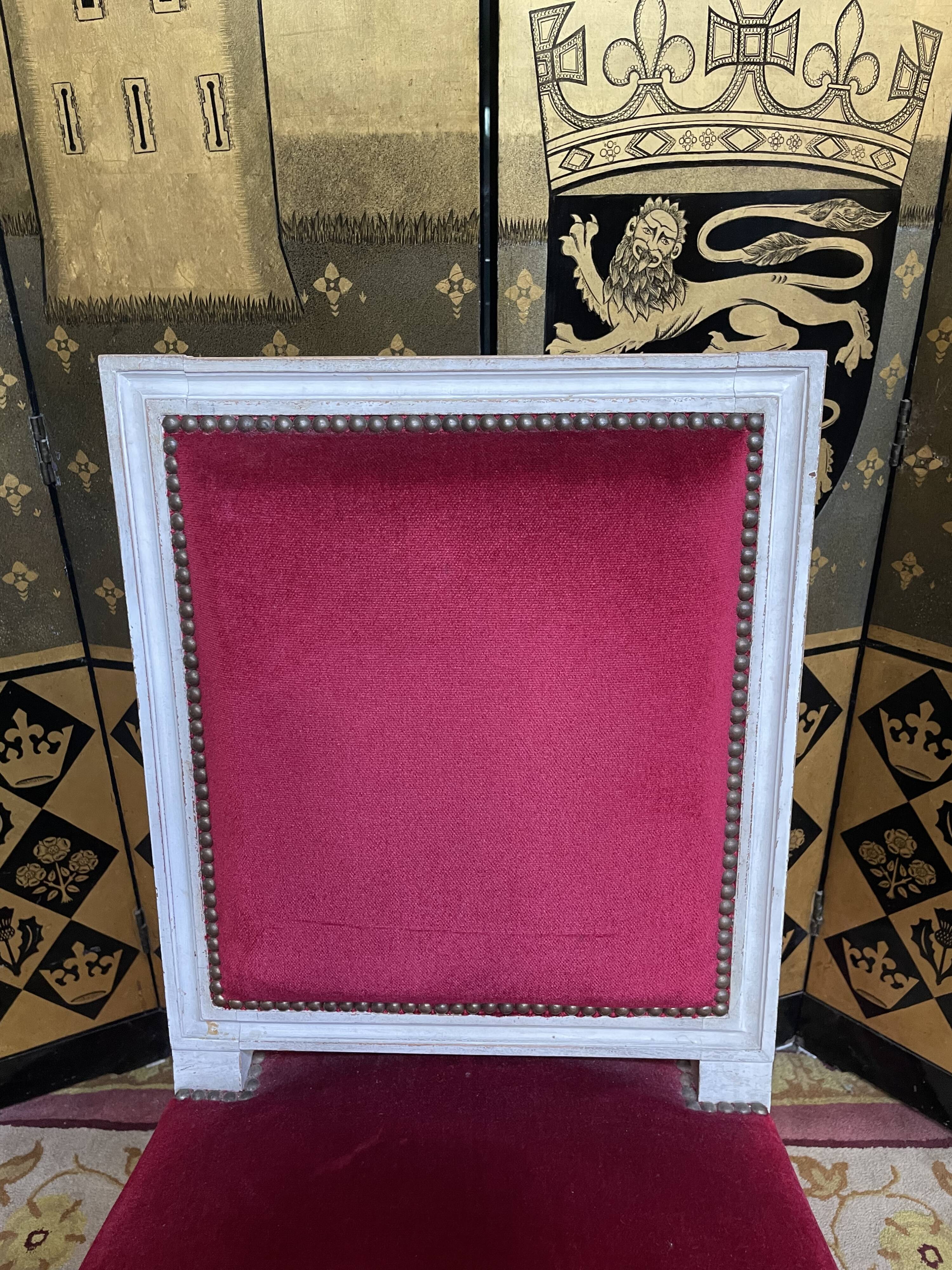 Suite of 6 louis XVI style chairs red velvet