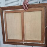 Oil painting depicting the Quai de Seine and booksellers.