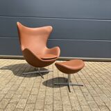 Fritz Hansen Egg Chair in Cognac leather + Ottoman!