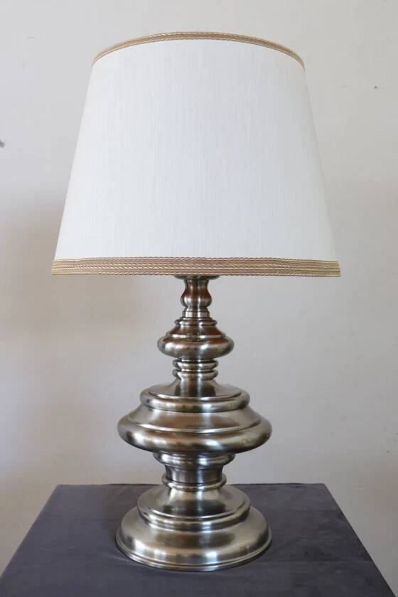 Large table lamp in satin-chrome steel by Goffredo Reggiani, Italy 1970s