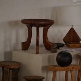 Oromo stool from mid-20th century Africa, hand-carved wood, tribal style.