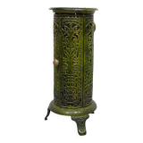 19th Century French Green Enameled Cast Iron Heater Stove