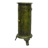 19th Century French Green Enameled Cast Iron Heater Stove