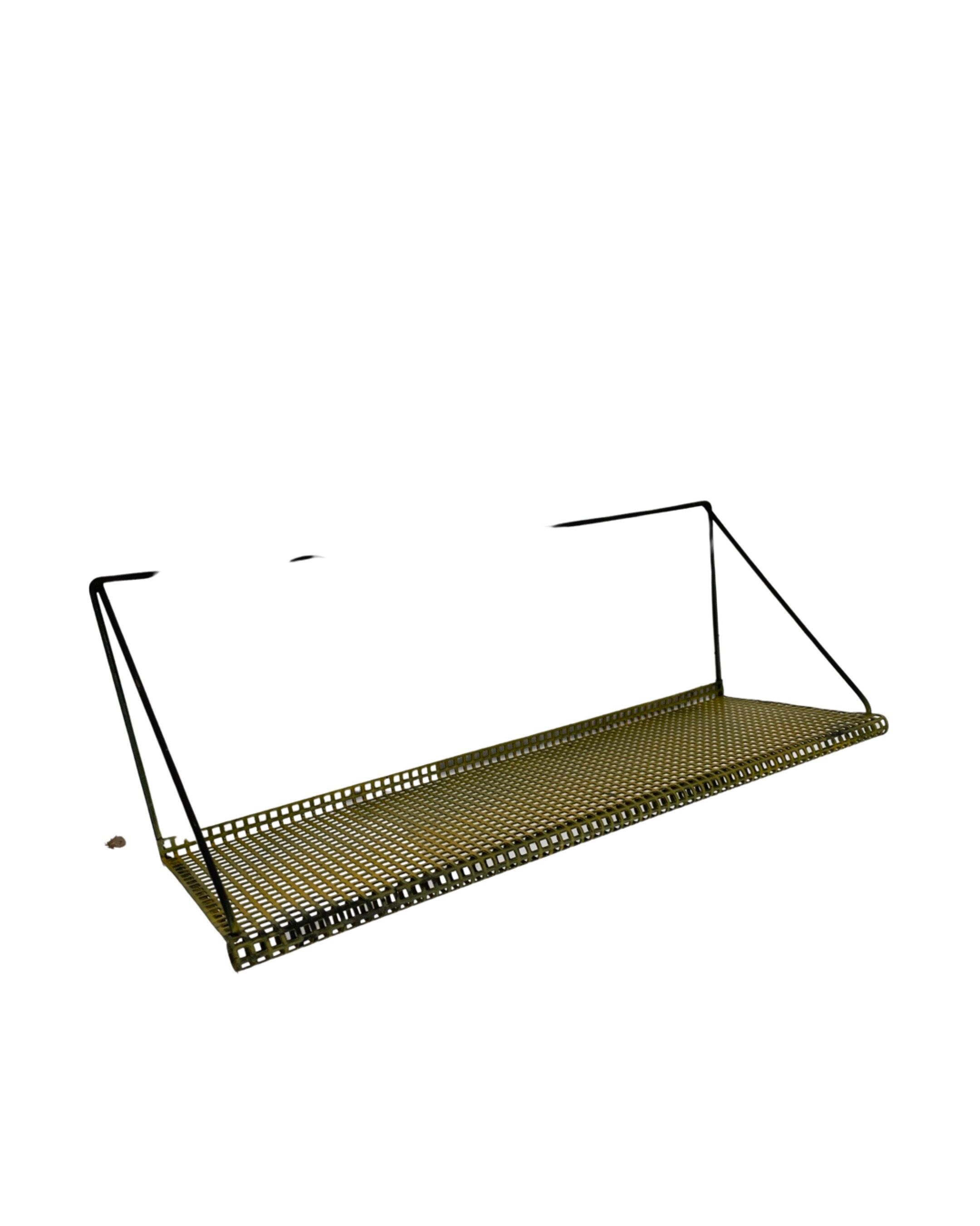 Vintage Wall shelf Pilastro perforated yellow wall unit 1960