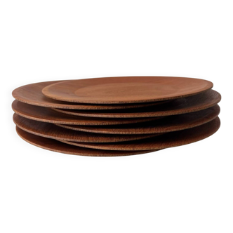 Assiettes en bois vintage en teck