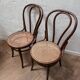 Set of 2 bentwood bistro chairs with caning.