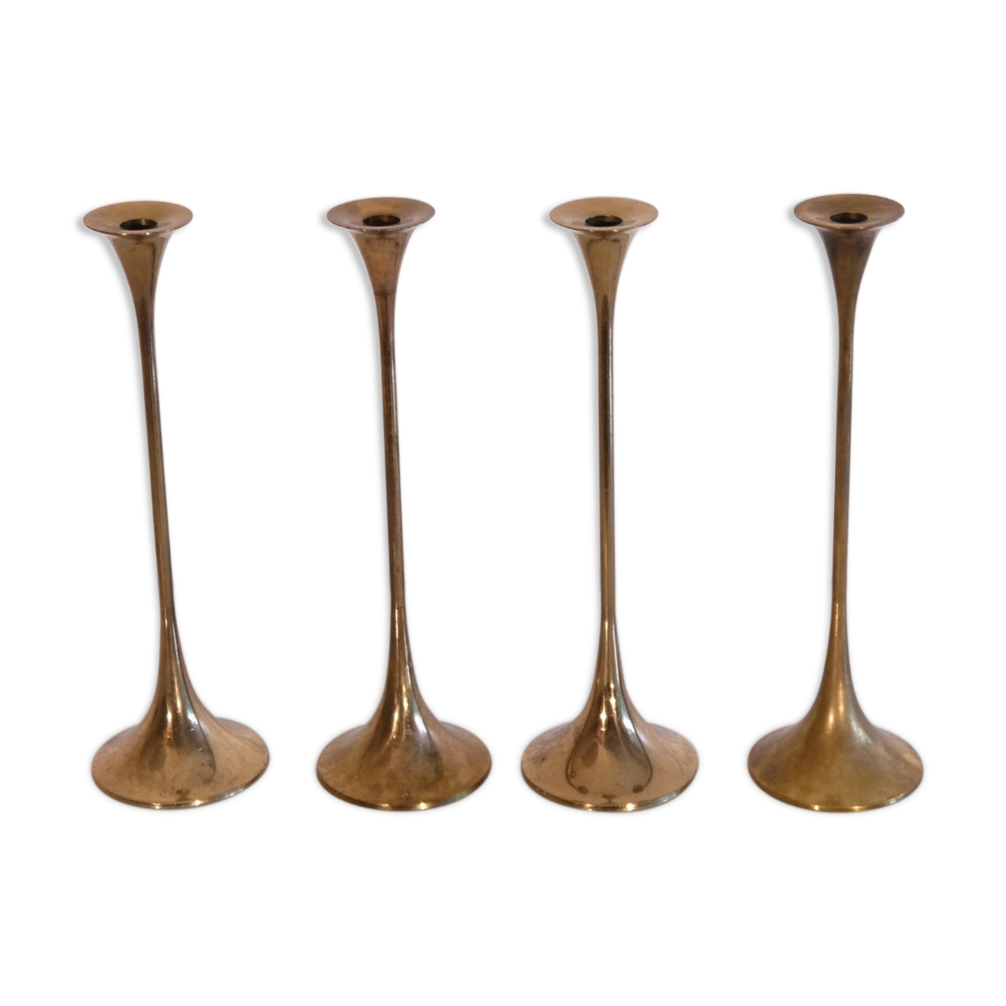 Lot of 4 Scandinavian brass candlesticks 1970