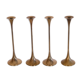 Lot de 4 bougeoirs scandinave en laiton 1970