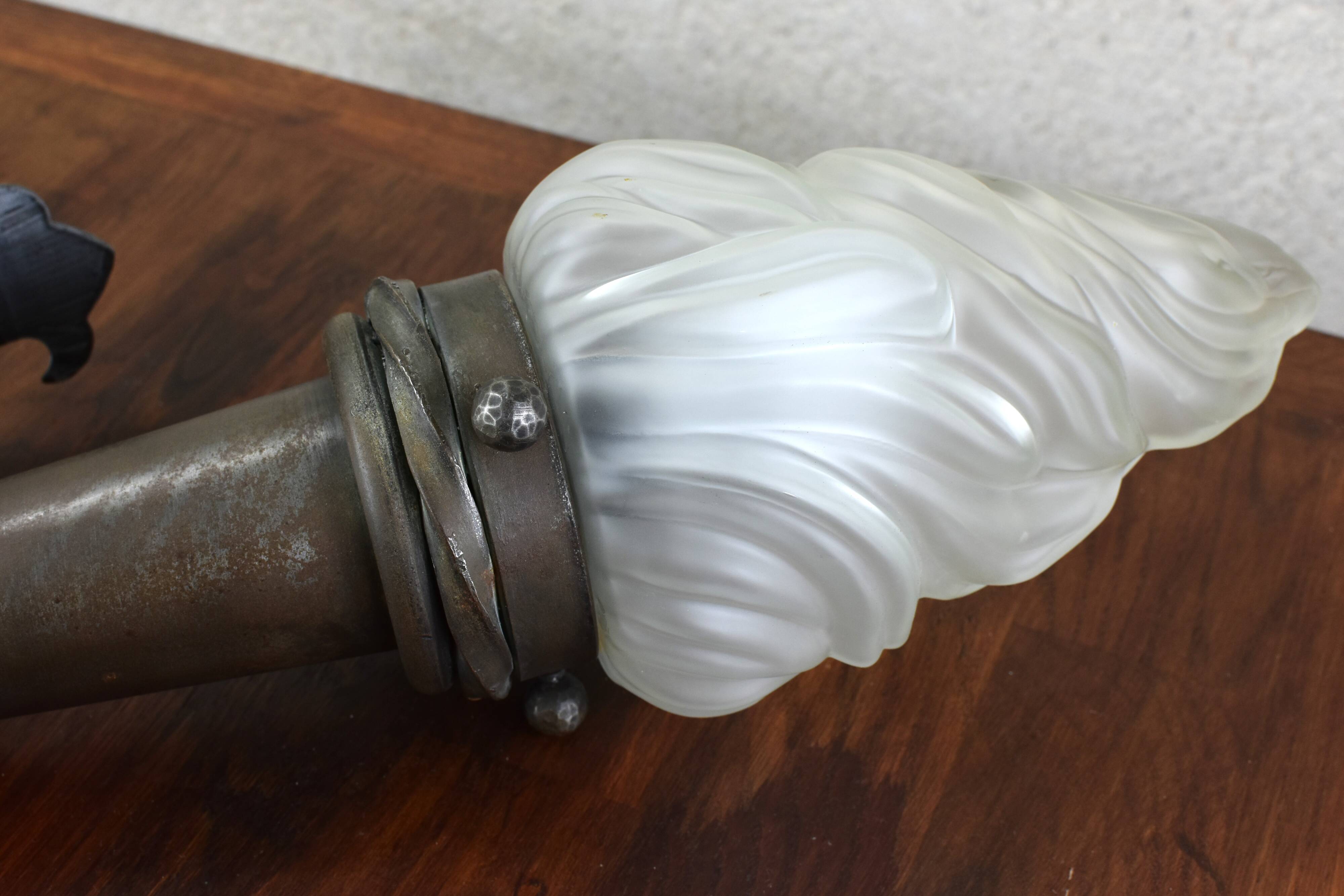 metal torch, glass flame