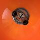 Lampe pendentif orange de l'âge spatial vintage 1973 – Chrome et acrylique