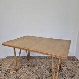Vintage Rattan/Bamboo Dining Table with Compass Legs 1950s