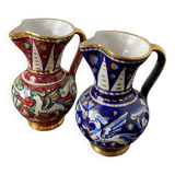 Antique pinched pitchers in earthenware and slip
