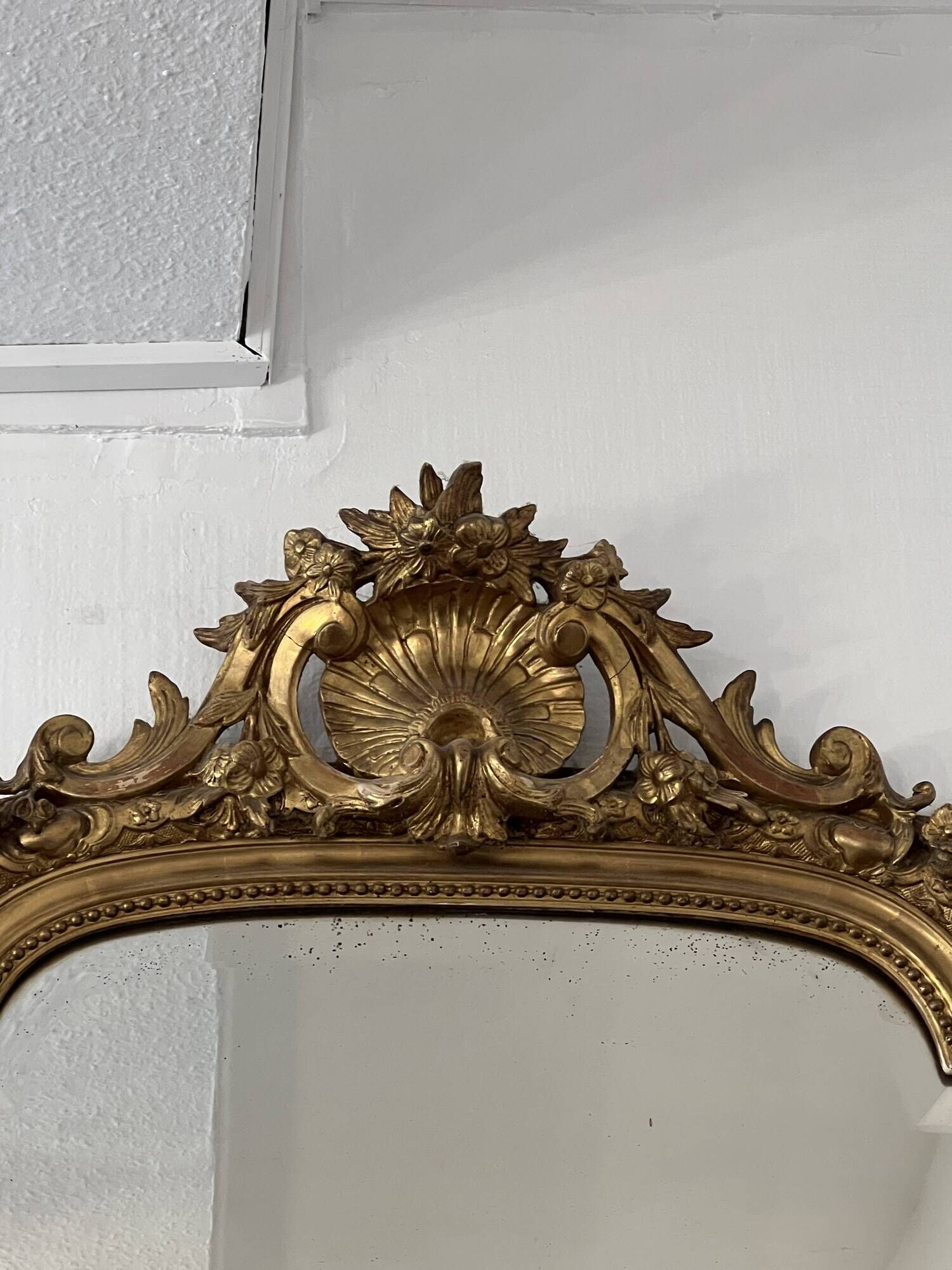 Antique mirror in wood and gilded stucco, Louis XV style, 19th century