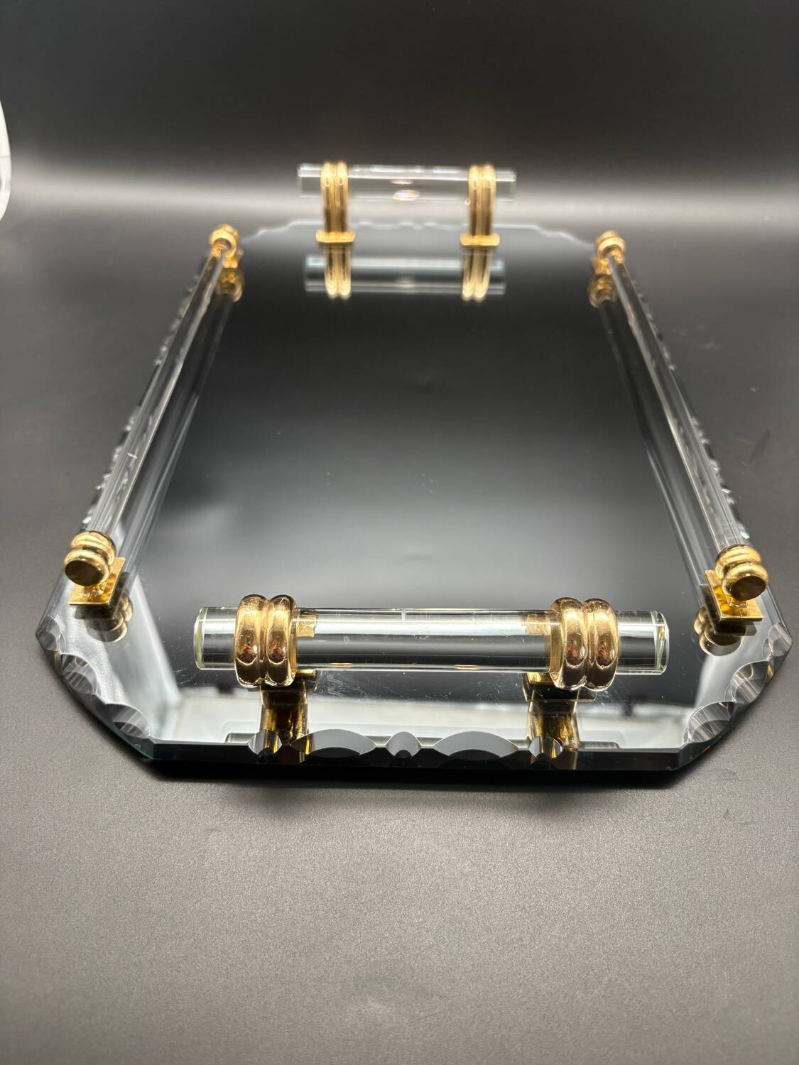 Beveled mirrored tray, Art Deco 1940, Saint-Gobain France