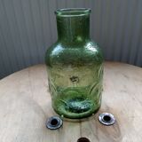 Green carafe blown glass, texture, vintage 1970s