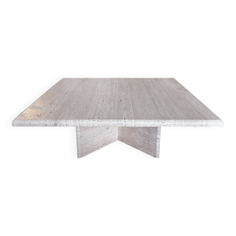 Vintage square travertine table, 1970s