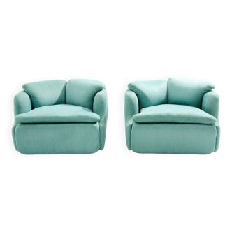 Pair of Confidential armchairs by Alberto Rosselli for Saporiti 1970
