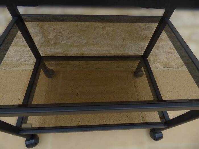 Erard design brand modern serving table with glass shelves and aluminum structure