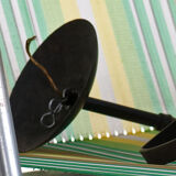 Lustre vintage opaline & métal noir 1950