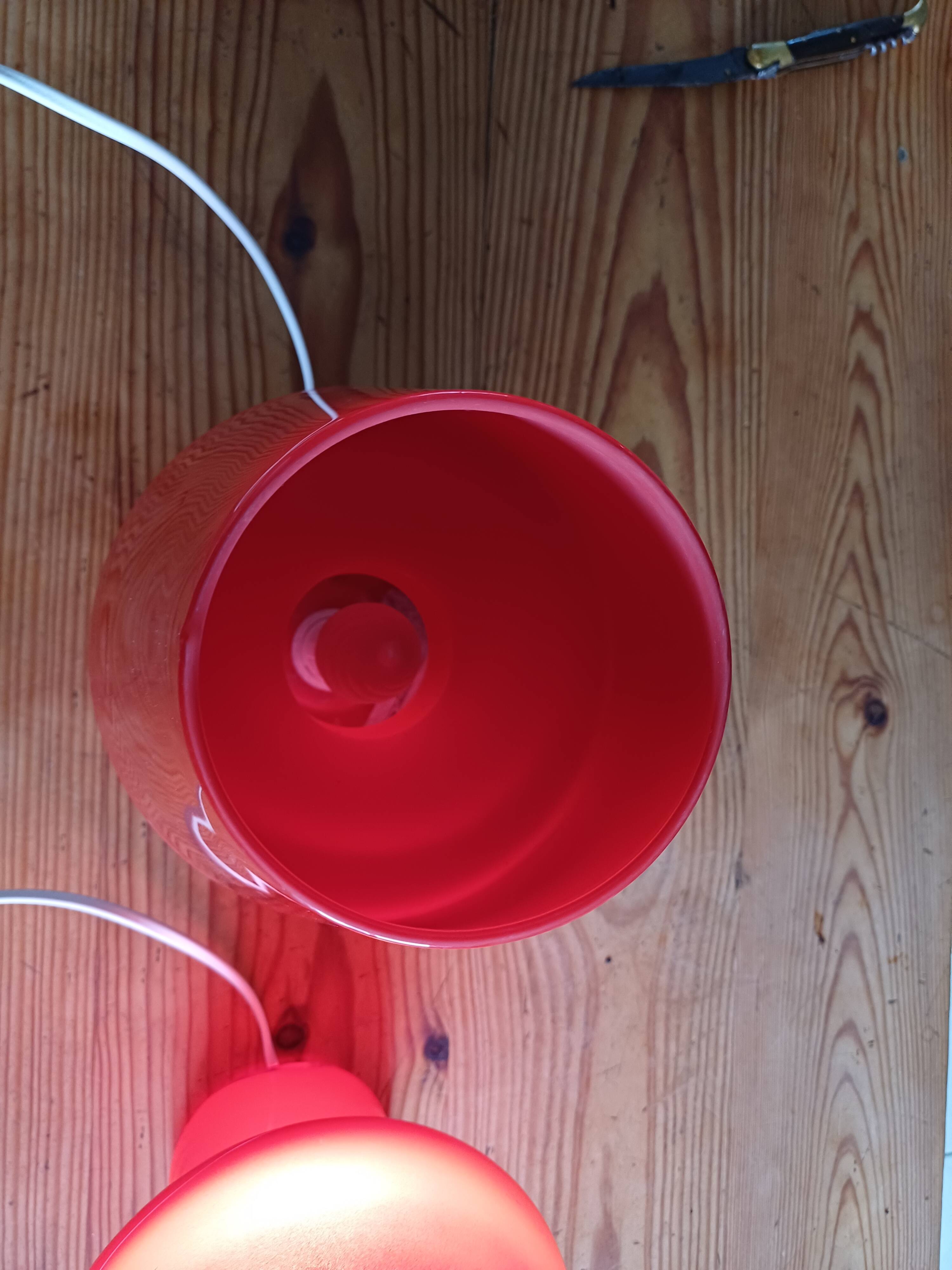 Pair of Vintage Red Opaline Lamps