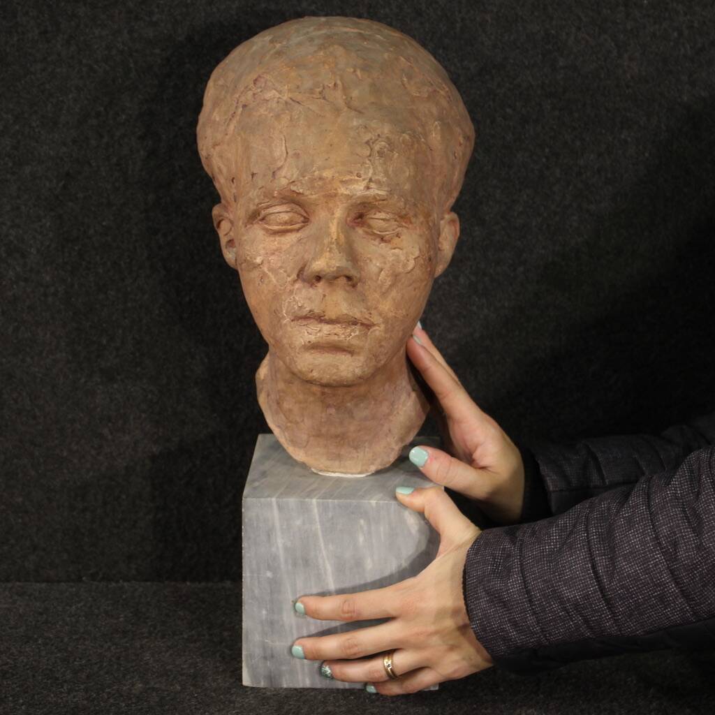 Italian terracotta sculpture with marble base