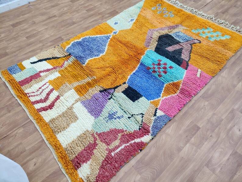 Beni ouarain rug woven in natural wool size 250cmx150cm