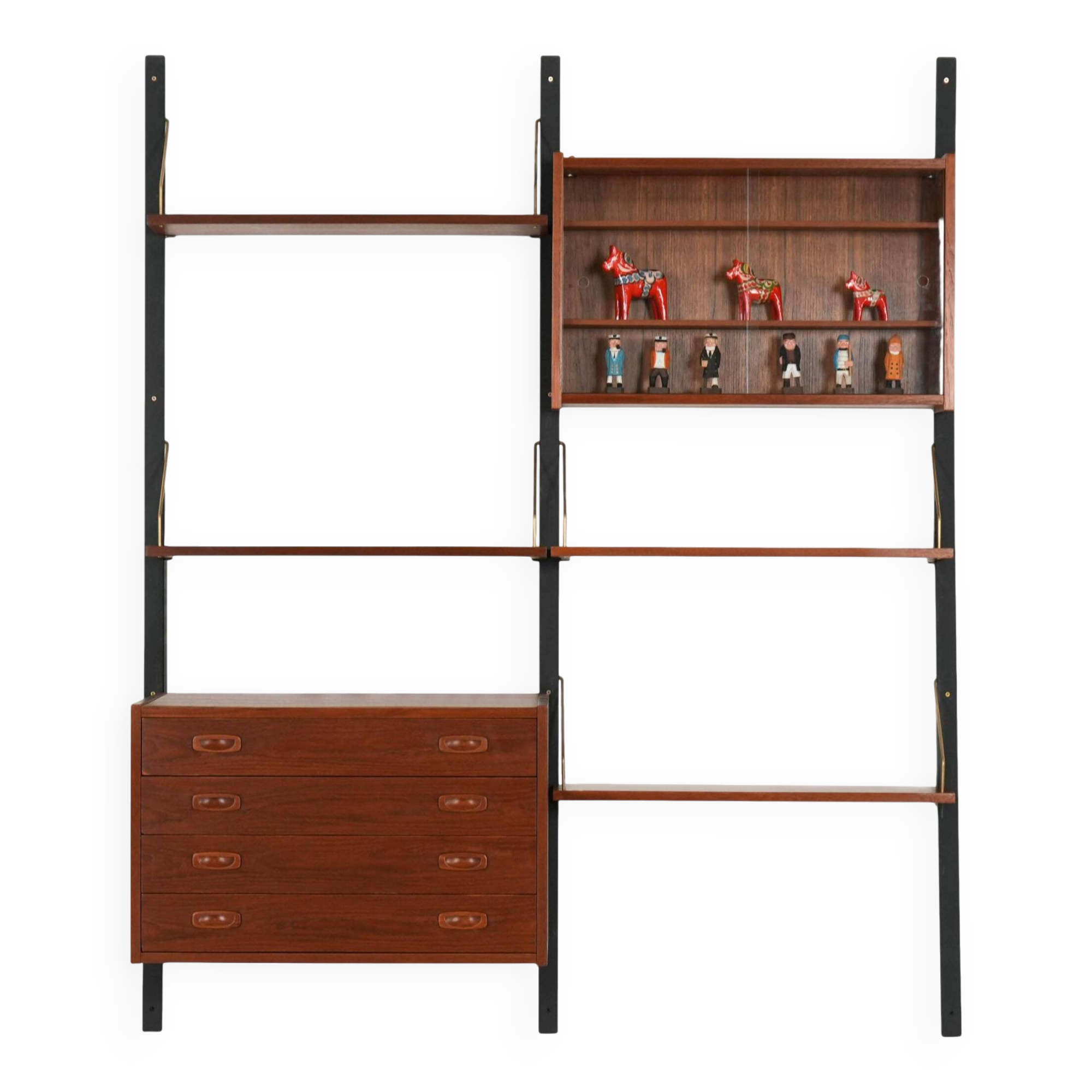 Teak wall unit PS System, Danish design, 1960s, manufactured by Randers Møb