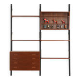 Unité murale en teck PS System, design danois, années 1960, fabriquée par Randers Møb.