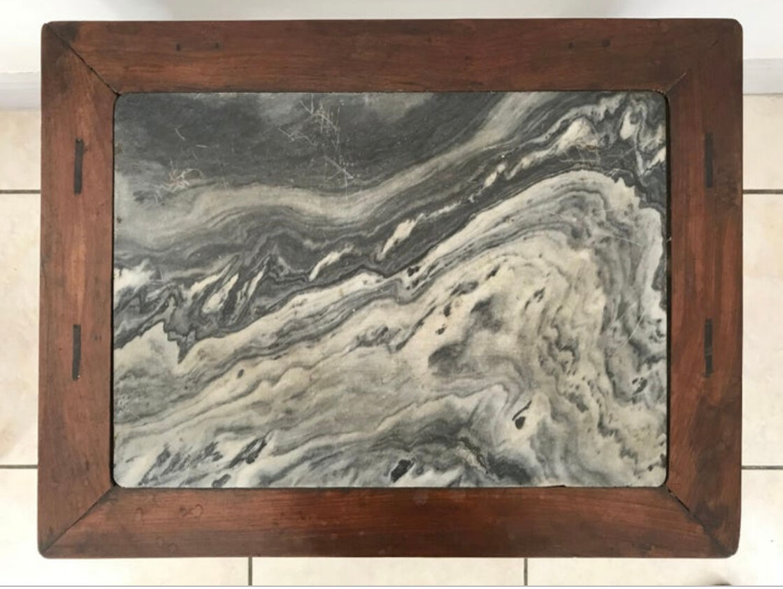 Side table in iron wood and marble from China Circa 1900