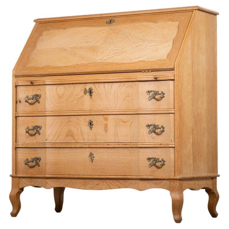 Mid-Century Danish Oak Drop-Front Secretary, 1960s