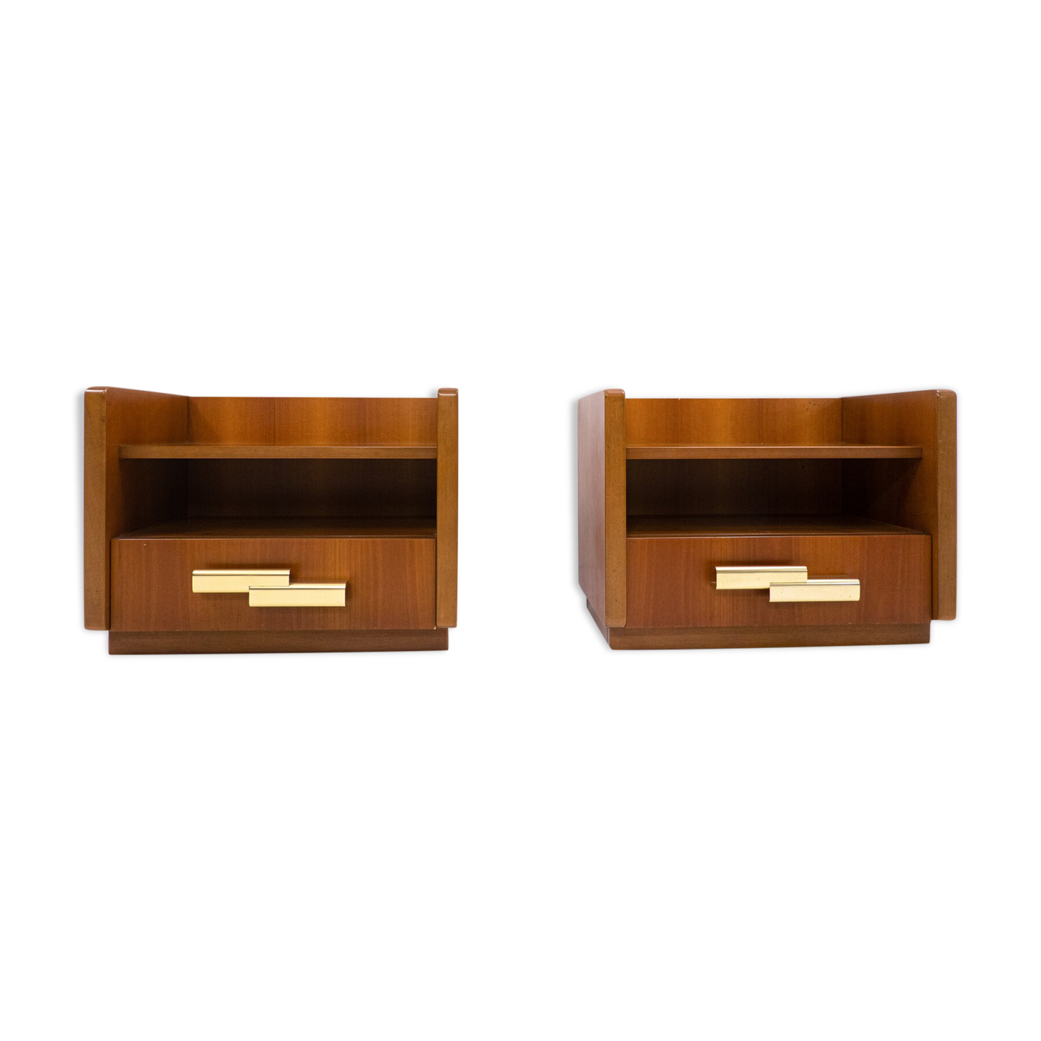 Pair of mid-century wooden drawers nightstands, Italy 1950s