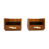 Paire de tables de chevet à tiroirs en bois du milieu du siècle, Italie 1950s