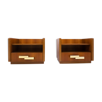 Pair of mid-century wooden drawers nightstands, Italy 1950s