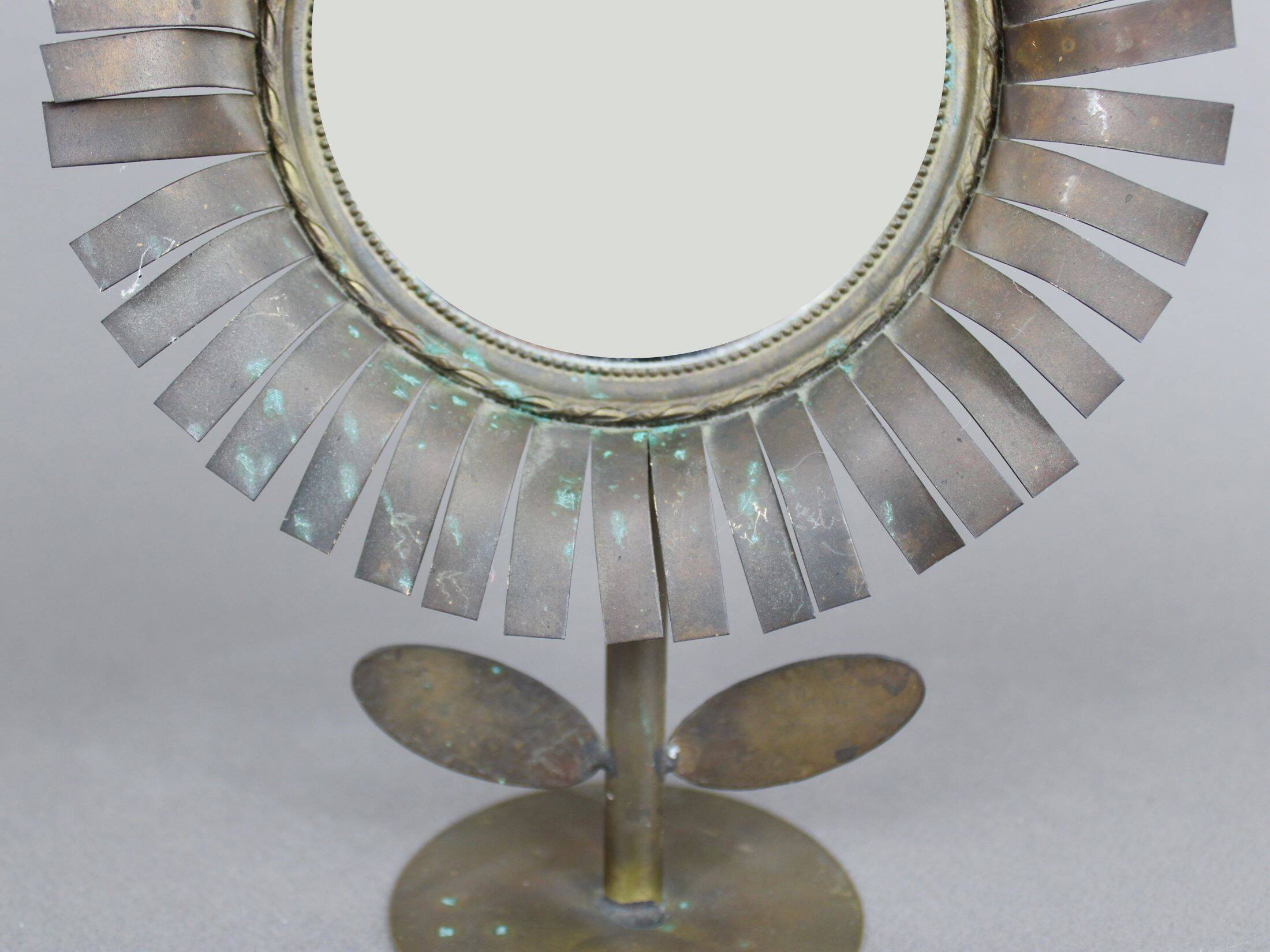Jean Vinay flower mirror 1960s, In copper & brass