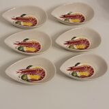 6 vintage aperitif cups shrimp décor