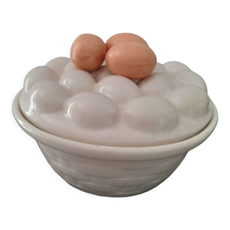 Salad bowl flat egg box trompe l'oeil earthenware