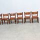 Ensemble de six chaises de salle à manger en cuir brutalistes