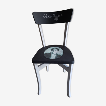 Former bistro chair restyled "Arthur Rimbaud"