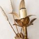 Set of 3 vintage wall sconces in gold and cream metal, wheat ear pattern.
