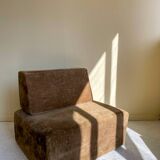 Vintage brown velvet armchair from the 1970s