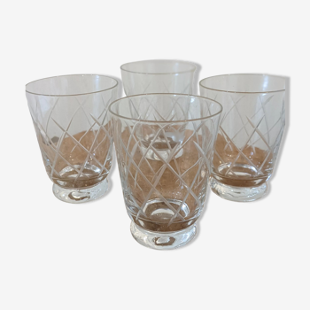 Small cups chiseled in vintage antique crystal