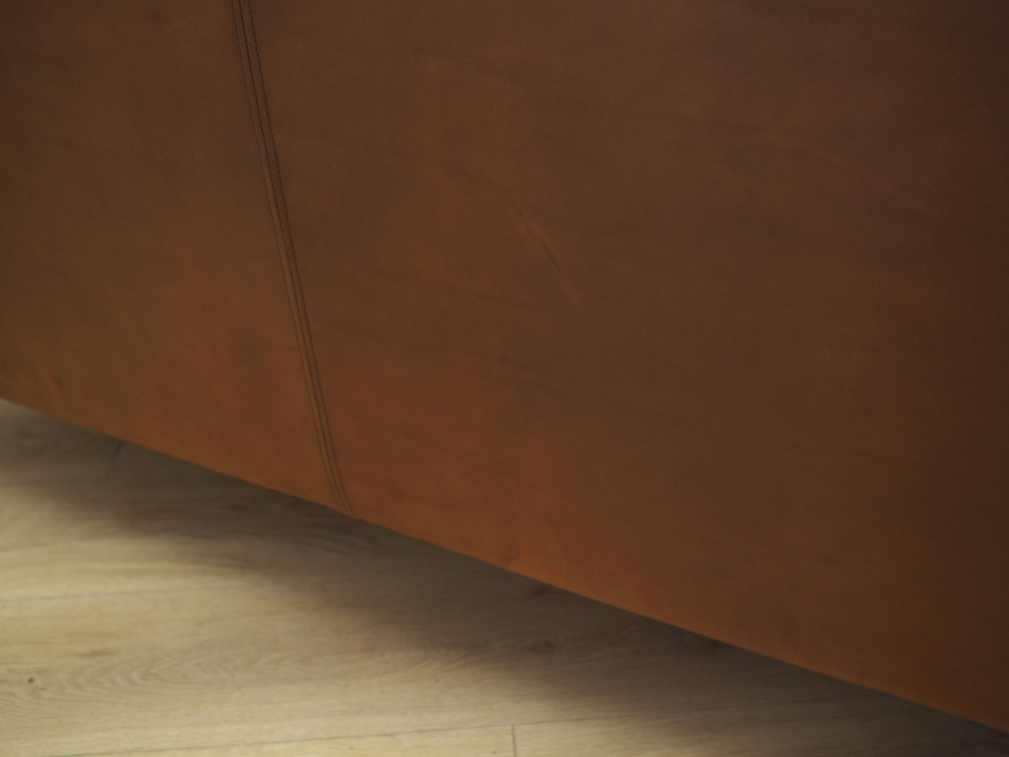 Brown leather sofa, Danish design, 1970s, production: Denmark