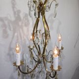 4-light bronze and crystal chandelier