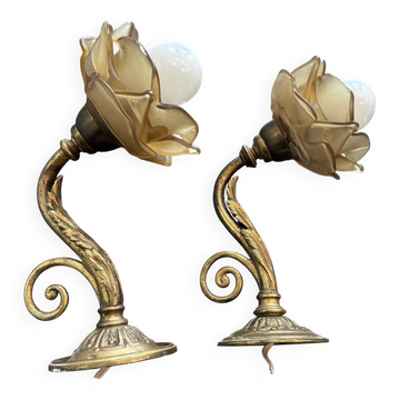Pair of vintage brass wall lights