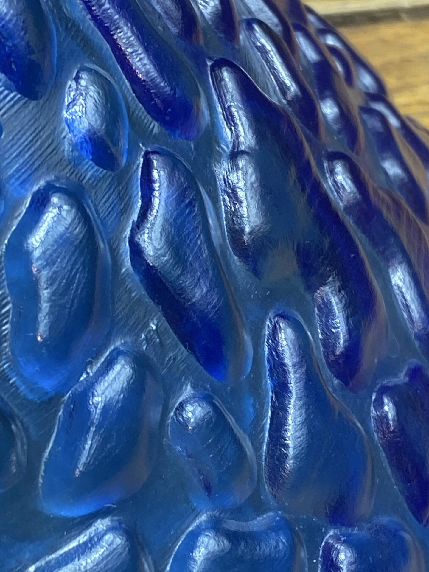 Blue moulded glass suspension