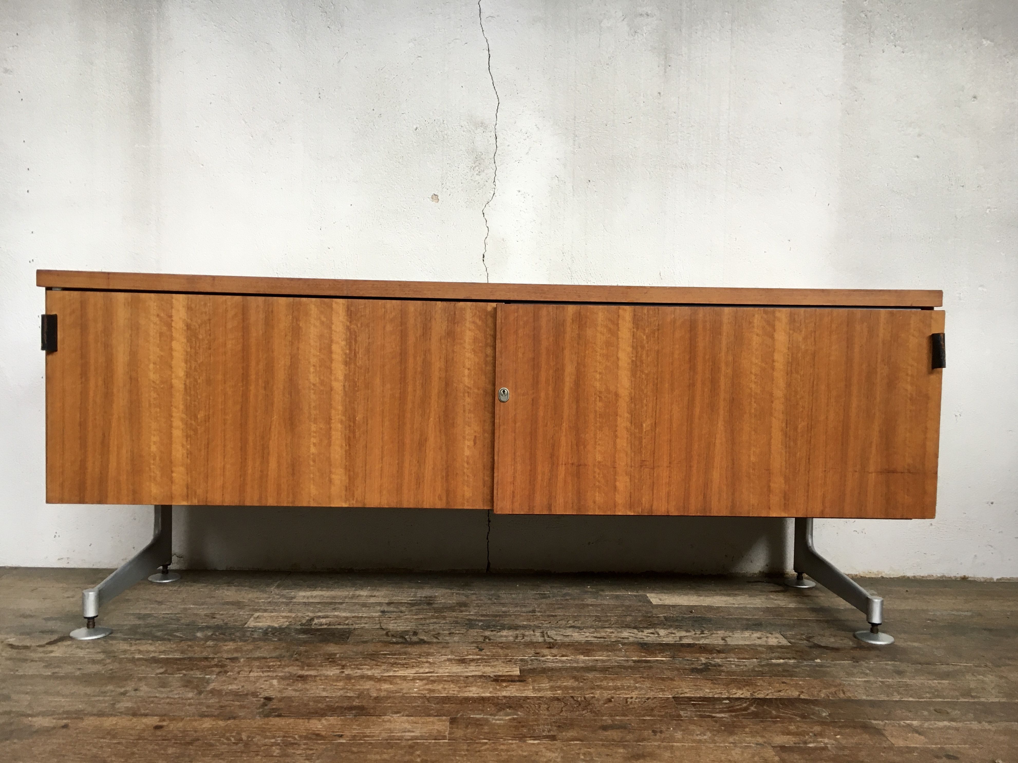Sideboard in teak feet chrome sliding doors by Voko in 1960