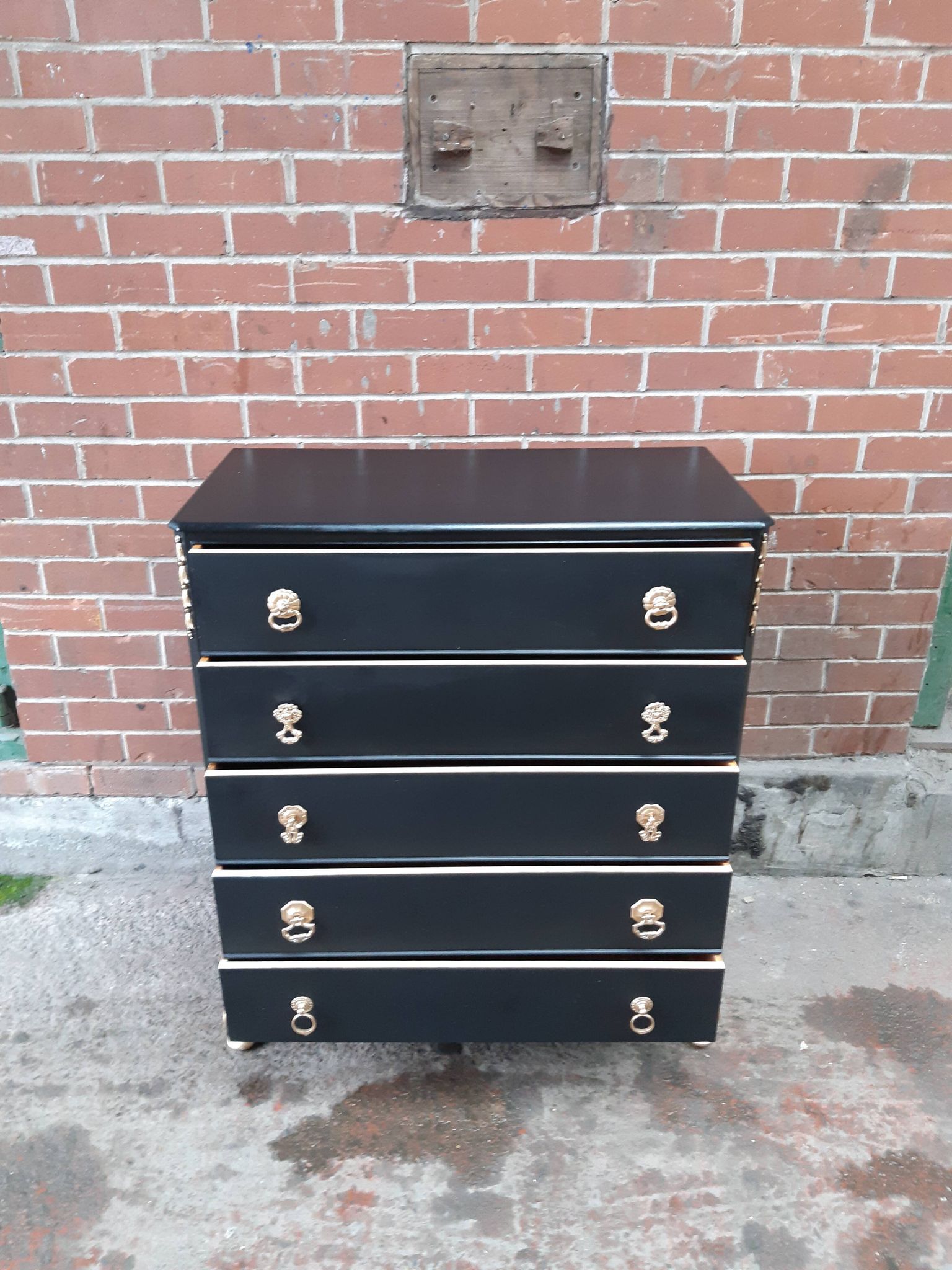 Black gold chest of drawers vintage furniture