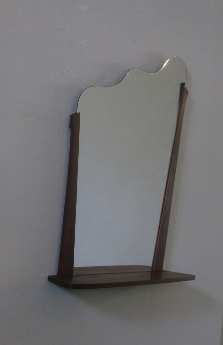 Danish teak wall mirror with shelf, 1960s